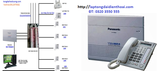 Lắp tổng đài điện thoại  Panasonic kx-tes824 .